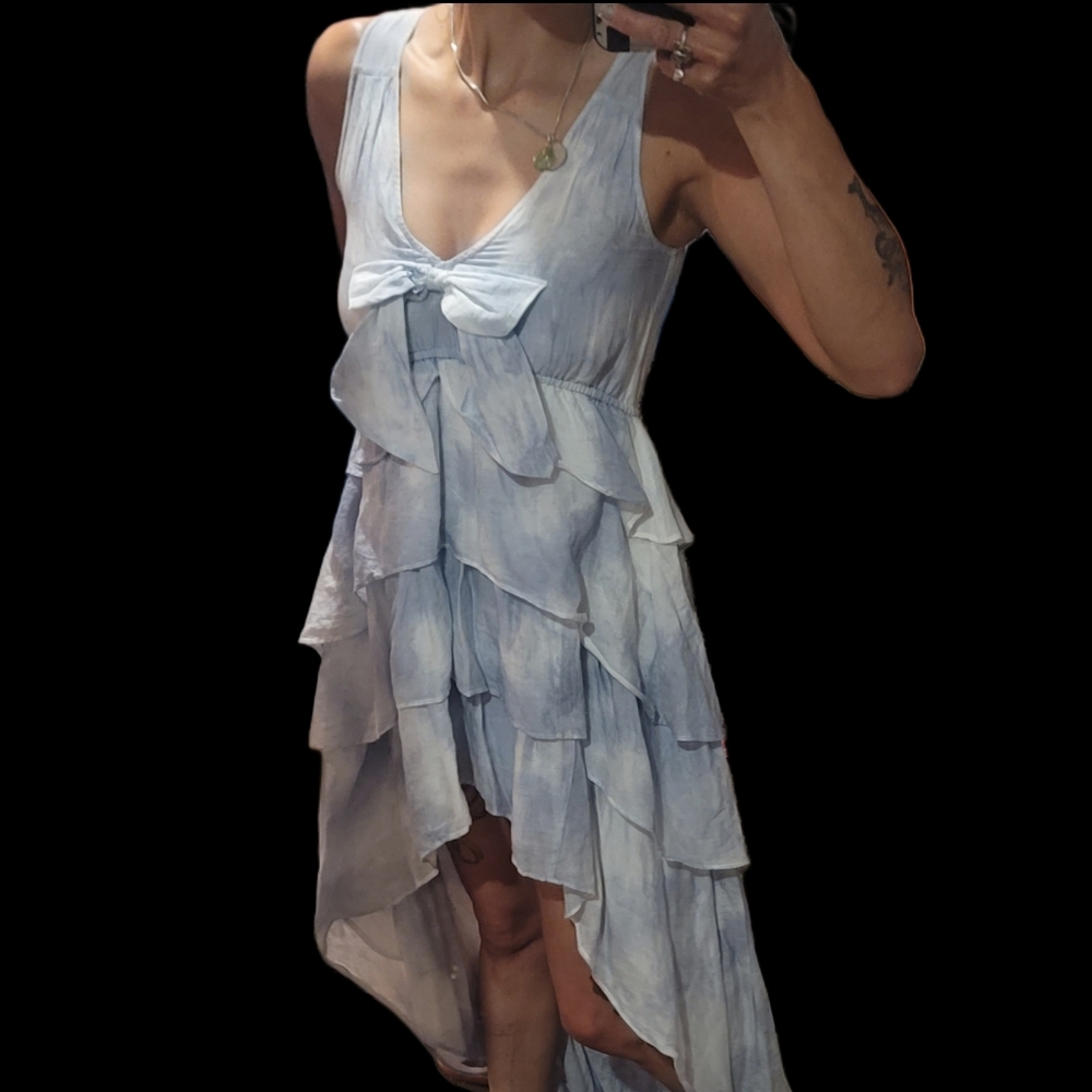 LOVE SHACK FANCY Risley High Low Ruffled Cotton Dress - Picture 2 of 5